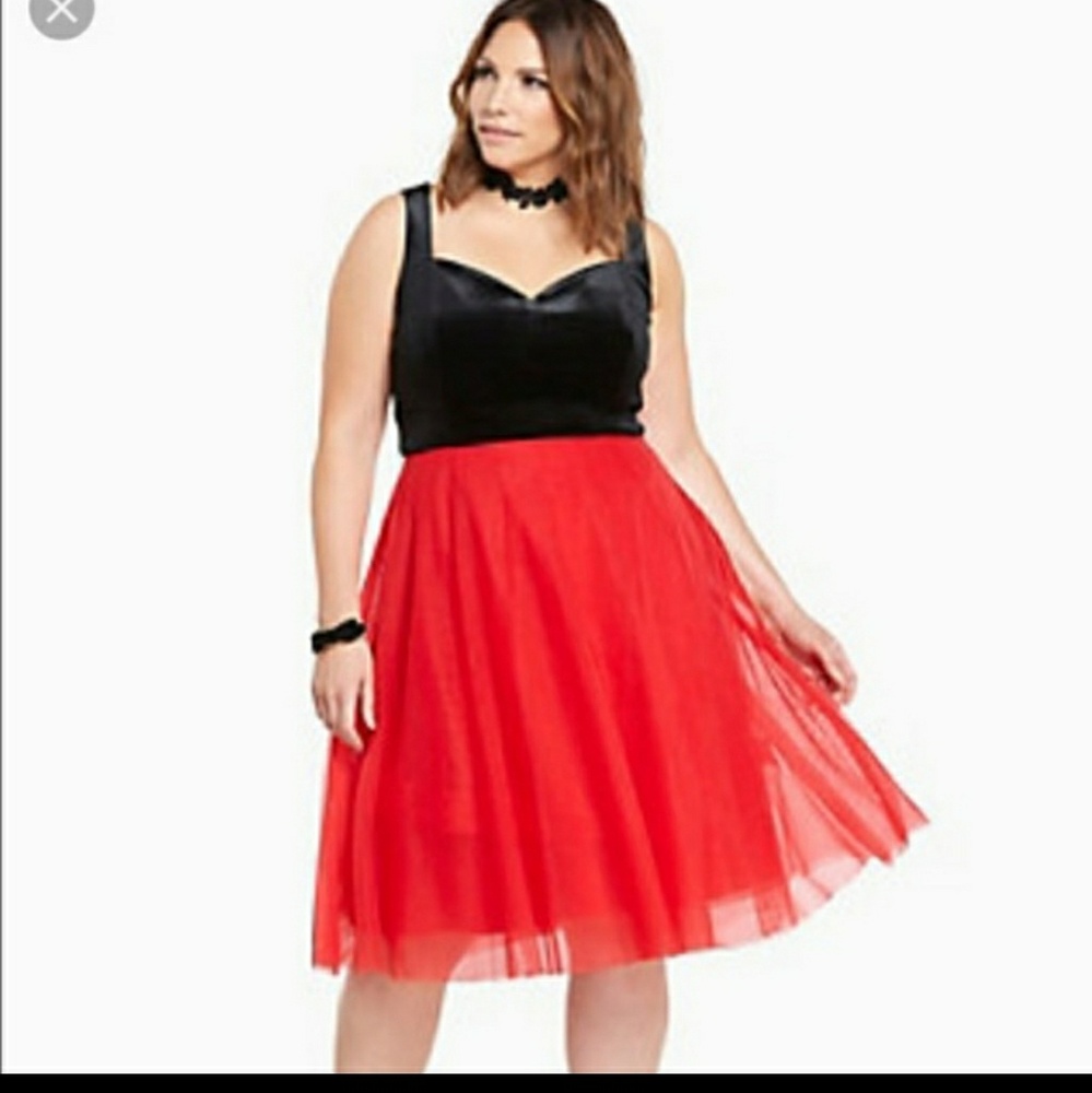 Torrid Red Tulle Midi Skirt Tea Length
